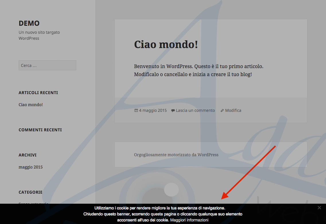 Realizzazione siti web trento - Cookie Banner Wordpress